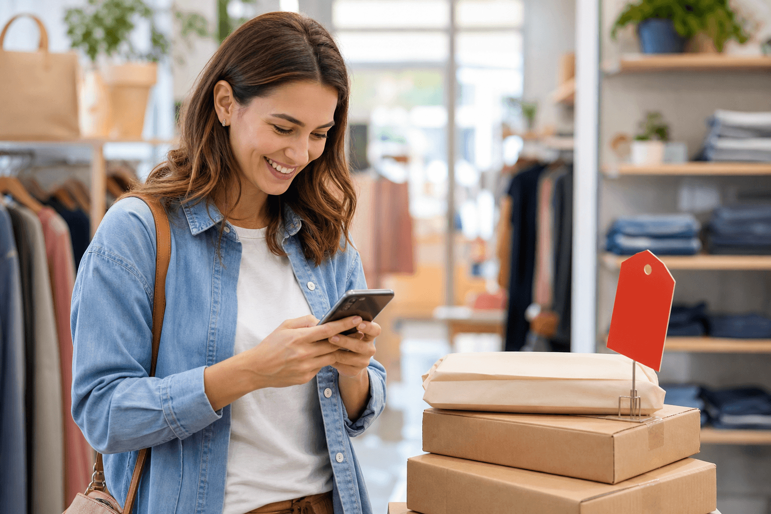 Shopper checking deals on their phone at home